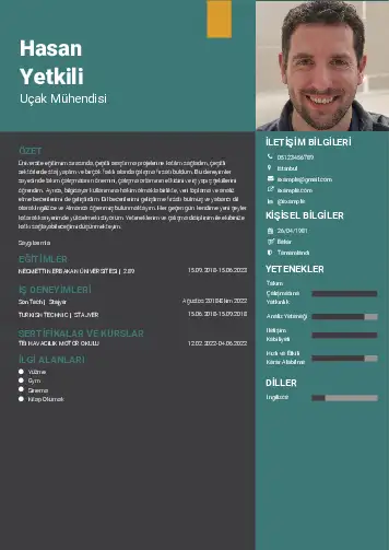 Havacılık Ve Uzay Uçak Mühendisi Cv Örnekleri cv indir